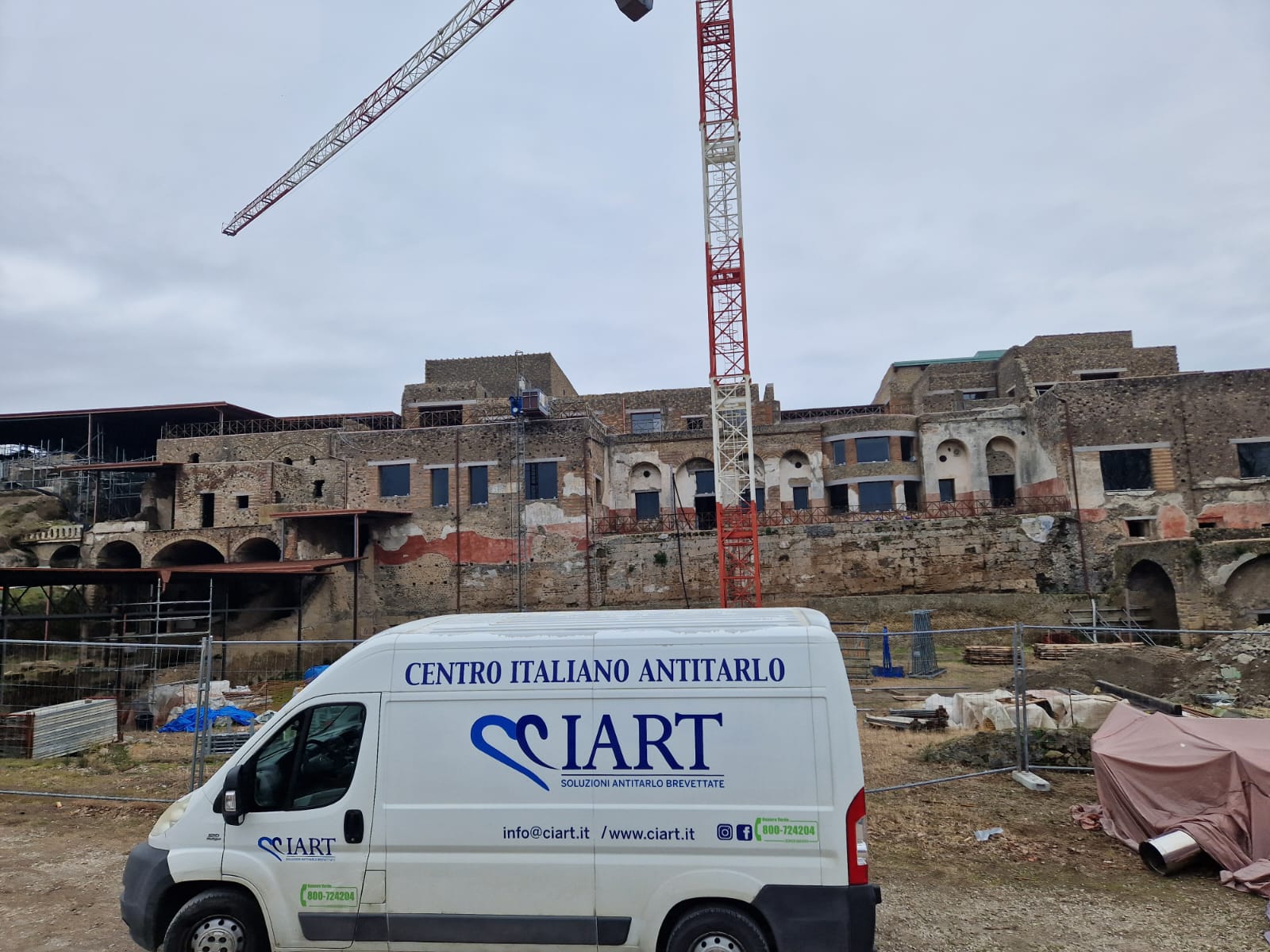 Mezzo CIART presso il cantiere nel Parco archeologico di Pompei